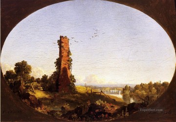  nue pintura - Paisaje de Nueva Inglaterra con chimenea en ruinas paisaje Río Hudson Iglesia Frederic Edwin